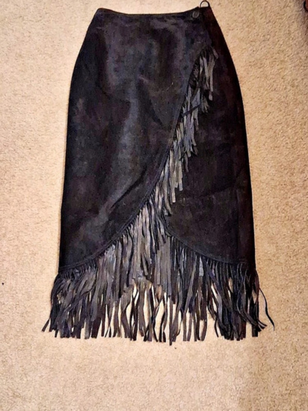 Newport News Vintage Genuine Suede Fringe Maxi Skirt
